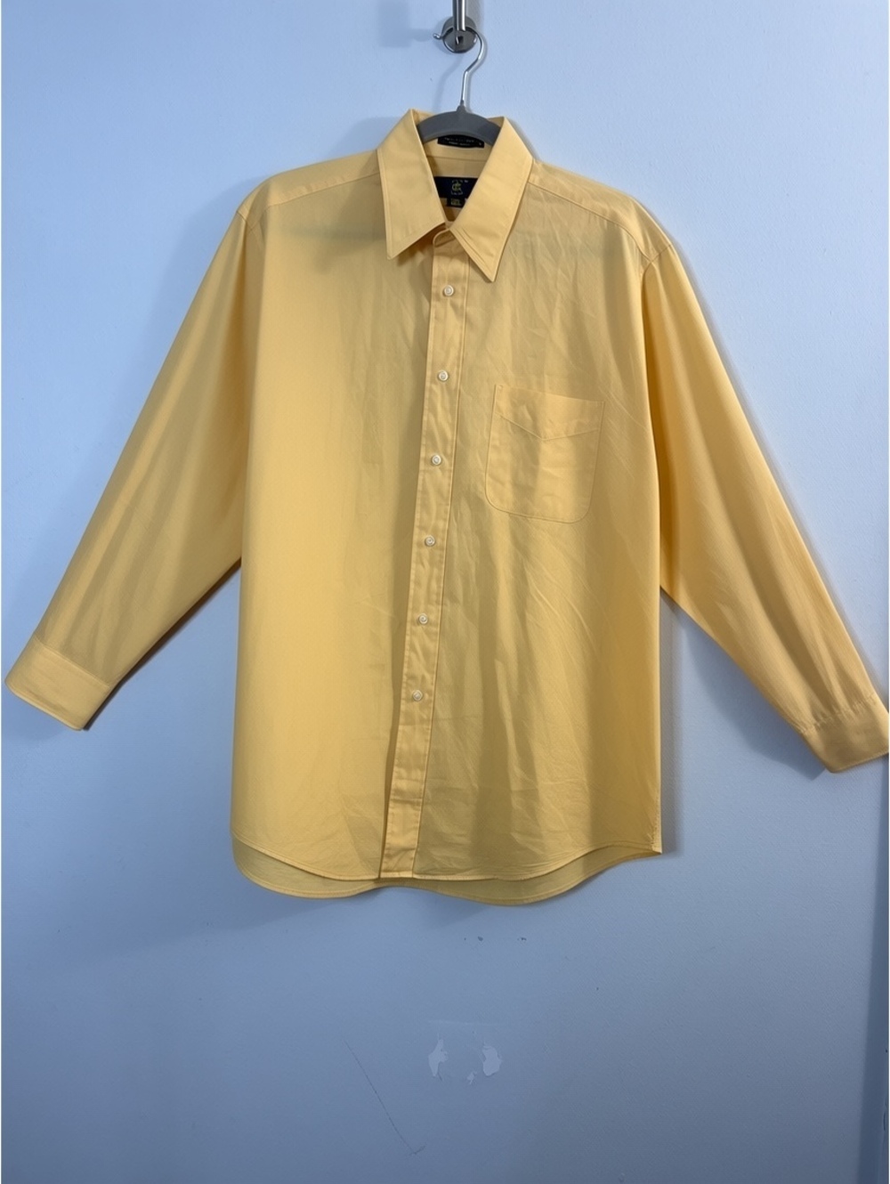 Club Room Mens 15.5 32/33 Yellow Long Sleeve Button Down Dress Shirt Cotton